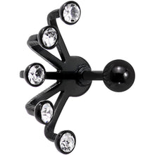 Load image into Gallery viewer, 16G 1/4 Clear Gem Black Anodized Glam Fan Cuff Cartilage Earring