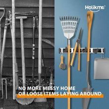 Load image into Gallery viewer, Holikme Mop Broom Holder Wall Mount Metal Pantry Organization