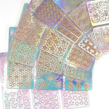 Load image into Gallery viewer, Hollow Nail Sticker Stylish Self-adhesive Manicure Sticker Nail Art Accessory 3D Christmas Nail Art Decoration Stickers Decoration New Gold Nail Transfer Foils for Nail Arts Nails Supply Holographic Effect Nail Art Foil Stickers Holographic Nail Art