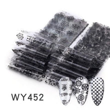 Load image into Gallery viewer, Holographic Nail Foil Transfer Set Sticker Decal Nail Art Foils Designer Marble Nail Decoration Sliders Wraps Manicure Women Kids Girls Manicure Decoration Nail Art Supplies 3D Self-Adhesive Nail Decals Designer Nail Stickers for Acrylic Nails