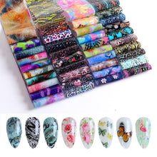 Load image into Gallery viewer, Holographic Nail Foil Transfer Set Sticker Decal Nail Art Foils Designer Marble Nail Decoration Sliders Wraps Manicure Women Kids Girls Manicure Decoration Nail Art Supplies 3D Self-Adhesive Nail Decals Designer Nail Stickers for Acrylic Nails