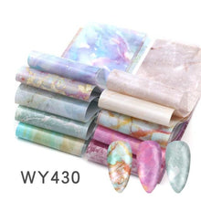 Load image into Gallery viewer, Holographic Nail Foil Transfer Set Sticker Decal Nail Art Foils Designer Marble Nail Decoration Sliders Wraps Manicure Women Kids Girls Manicure Decoration Nail Art Supplies 3D Self-Adhesive Nail Decals Designer Nail Stickers for Acrylic Nails
