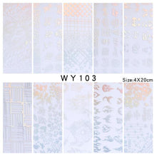 Load image into Gallery viewer, Holographic Nail Foil Transfer Set Sticker Decal Nail Art Foils Designer Marble Nail Decoration Sliders Wraps Manicure Women Kids Girls Manicure Decoration Nail Art Supplies 3D Self-Adhesive Nail Decals Designer Nail Stickers for Acrylic Nails