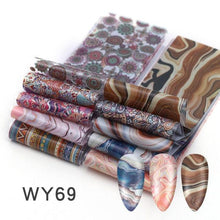 Load image into Gallery viewer, Holographic Nail Foil Transfer Set Sticker Decal Nail Art Foils Designer Marble Nail Decoration Sliders Wraps Manicure Women Kids Girls Manicure Decoration Nail Art Supplies 3D Self-Adhesive Nail Decals Designer Nail Stickers for Acrylic Nails