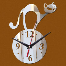 Load image into Gallery viewer, Home Decoration Wall Mirror 3D Hanging Clock Wall Murals Decal Sticker Acrylic Wallpaper for Unisex Teen Children Kid Boy Girl Classroom Gym Room Cartoon Cats Design Sticker Watch
