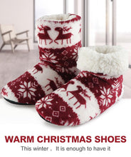 Load image into Gallery viewer, Home Slippers Women Winter Floor Shoes Christmas Elk Indoor Socks Shoes Warm Fur Slides Plush Slippers Socks For Women Fuzzy Womens Slipper Booties