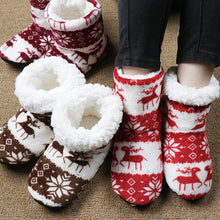 Load image into Gallery viewer, Home Slippers Women Winter Floor Shoes Christmas Elk Indoor Socks Shoes Warm Fur Slides Plush Slippers Socks For Women Fuzzy Womens Slipper Booties