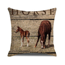 Load image into Gallery viewer, Horse Pattern Pillow Cover Running Horses Cotton Linen Square Cushion Cover Standard Pillowcase for Men Women Home Decorative Sofa Armchair Bedroom Livingroom Farmhouse 45x45CM