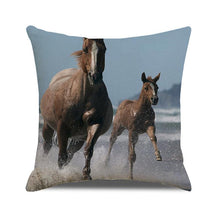 Load image into Gallery viewer, Horse Pattern Pillow Cover Running Horses Cotton Linen Square Cushion Cover Standard Pillowcase for Men Women Home Decorative Sofa Armchair Bedroom Livingroom Farmhouse 45x45CM