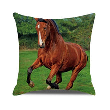 Load image into Gallery viewer, Horse Pattern Pillow Cover Running Horses Cotton Linen Square Cushion Cover Standard Pillowcase for Men Women Home Decorative Sofa Armchair Bedroom Livingroom Farmhouse 45x45CM