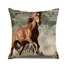 Load image into Gallery viewer, Horse Pattern Pillow Cover Running Horses Cotton Linen Square Cushion Cover Standard Pillowcase for Men Women Home Decorative Sofa Armchair Bedroom Livingroom Farmhouse 45x45CM
