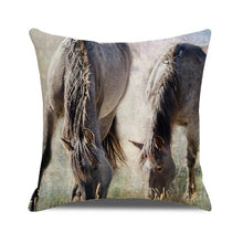 Load image into Gallery viewer, Horse Pattern Pillow Cover Running Horses Cotton Linen Square Cushion Cover Standard Pillowcase for Men Women Home Decorative Sofa Armchair Bedroom Livingroom Farmhouse 45x45CM