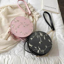 Load image into Gallery viewer, Hot Looking Sweet Lace Round Handbags High Quality PU Leather Small Fresh Flower Chain Shoulder Crossbody Bags For Women