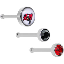 Load image into Gallery viewer, 20G Licensed NFL Tampa Bay Buccaneers Logo Nose Bone 3 Pack Set