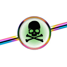 Load image into Gallery viewer, 14G Green Rainbow Skull Rainbow Industrial Barbell 37mm