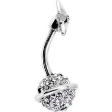 Load image into Gallery viewer, Clear Gem Rings of Saturn Planet and Star Double Mount Belly Ring