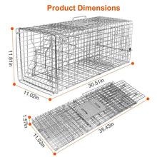 Load image into Gallery viewer, Humane Catch Release Live Animal Collapsible Galvanized Wire Trap Cage