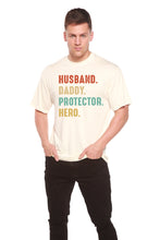 Load image into Gallery viewer, Husband, Daddy, Protector, Hero Men's Bamboo Viscose/Organic Cotton Short Sleeve Graphic T-Shirt