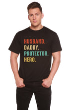 Load image into Gallery viewer, Husband, Daddy, Protector, Hero Men's Bamboo Viscose/Organic Cotton Short Sleeve Graphic T-Shirt