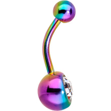 Load image into Gallery viewer, Clear Gem Multi Color Anodized Titanium Belly Ring Set of 5