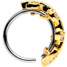 Load image into Gallery viewer, 18G 5/16 Clear CZ Gem Gold Tone Leafy Seamless Circular Ring