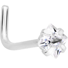Load image into Gallery viewer, 20G 1/4 Clear Square 2.5mm CZ Gem Steel L-Shape Nose Ring