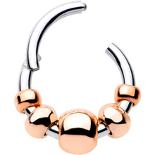 Load image into Gallery viewer, 5/16 Rose Gold Tone Chunky Beads Hinged Segment Ring Circular Barbell
