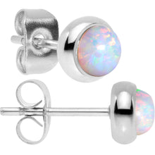 Load image into Gallery viewer, White Synthetic Opal 316L Surgical Steel Stud Earrings