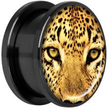 Load image into Gallery viewer, Full Color Leopard Eyes Black Anodized Screw Fit Plug Set 18mm