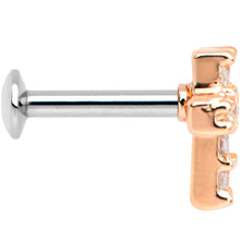 Load image into Gallery viewer, 1/4 Clear CZ Internally Threaded Rose Gold Tone Cross Labret Monroe
