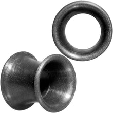 Load image into Gallery viewer, Thin Flexible Metallic Black Silicone Tunnel Plug Set 6mm to 25mm