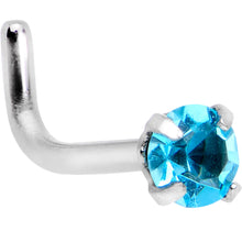 Load image into Gallery viewer, 18G 1/4 Aqua 3mm CZ Gem Steel L-Shape Nose Ring