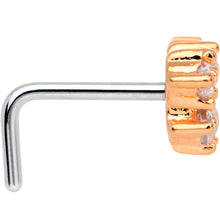 Load image into Gallery viewer, 20G Clear CZ Rose Gold Tone Heart Faux Hoop L Shaped Nose Ring