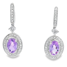 Load image into Gallery viewer, .93ct Amethyst Diamond Dangle Earrings 10KT White Gold