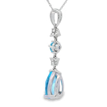 Load image into Gallery viewer, Blue Topaz Diamond Fashion Pendants 10KT White Gold