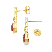 Load image into Gallery viewer, 1.06ct Garnet Diamond Dangle Earrings 10KT Yellow Gold