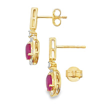 Load image into Gallery viewer, 1.40ct Ruby Diamond Dangle Earrings 10KT Yellow Gold