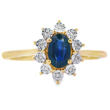 Load image into Gallery viewer, .63ct Sapphire Diamond Ring 10KT Yellow Gold