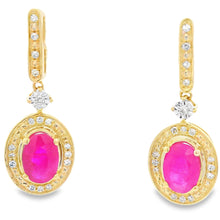 Load image into Gallery viewer, 1.40ct Ruby Diamond Dangle Earrings 10KT Yellow Gold