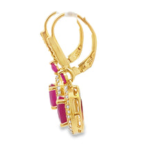 Load image into Gallery viewer, 3.50ct Ruby Diamond Dangle Earrings 10KT Yellow Gold
