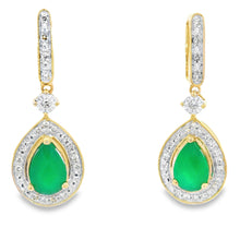 Load image into Gallery viewer, Chalcedony Diamond Dangle Earrings 10KT Yellow Gold