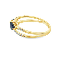 Load image into Gallery viewer, .70ct Sapphire Diamond Ring 14KT Yellow Gold