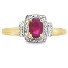 Load image into Gallery viewer, Genuine .65ct Ruby Diamond Ring 10KT Yellow Gold