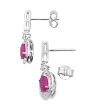 Load image into Gallery viewer, 1.40ct Ruby Diamond Dangle Earrings 10KT White Gold