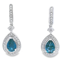 Load image into Gallery viewer, London Blue Topaz Dangle Earrings 10KT White Gold