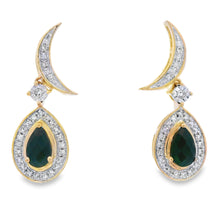 Load image into Gallery viewer, .55ct Onyx Diamond Dangle Earrings 10KT Yellow Gold