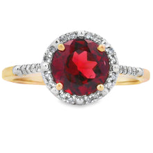 Load image into Gallery viewer, 1.75ct Garnet Diamond Ring 10KT Yellow Gold