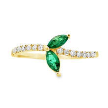 Load image into Gallery viewer, .29ct Emerald Diamond Ring 14KT Yellow Gold