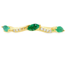 Load image into Gallery viewer, Emerald Diamond stackable band set 14KT Yellow Gold