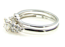 Load image into Gallery viewer, .90ct Antique Style Engagement Ring Set 14KT White Gold